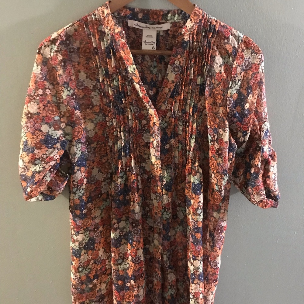 Women’s Small American Rag Blouse Floral Pattern